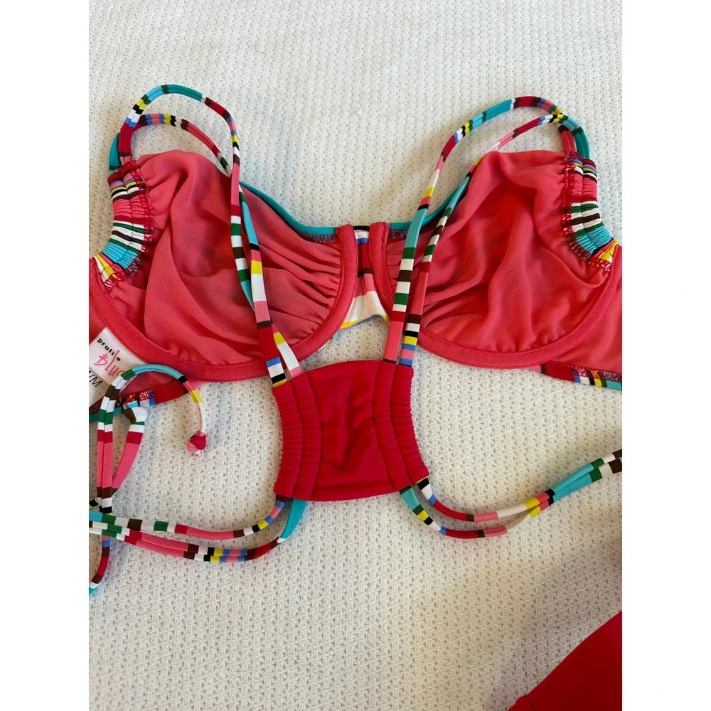 Profile Blush by Gottex Candycane Underwire Striped Bikini Top & Bottom Sz. M - Picture 9 of 10